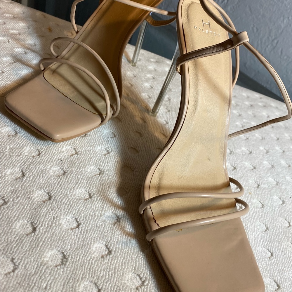 HALSTONS Nude Women's Wizard Multi Strap Party Heels Sandal - Picture 12 of 15